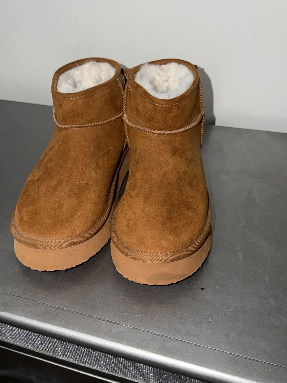 Men's Suede Shearling-Lined Ankle Boots in Chestnut